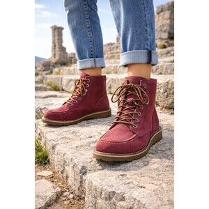 Carhartt Women's 6" Moc Toe Wedge Work Boots - Burgundy Nubuck Leather, Size 9.5